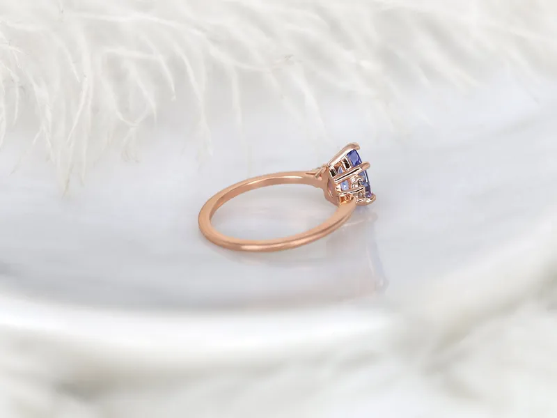 1.32ct Ready to Ship Juliet 14kt Rose Gold Lavender Cornflower Sapphire Diamond Pear Cluster Ring vy 6