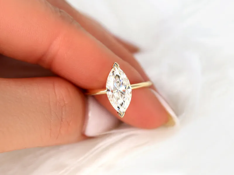 2.80ct Yumiko 14x7mm 14kt Moissanite Marquise Hidden Halo Ring view 5