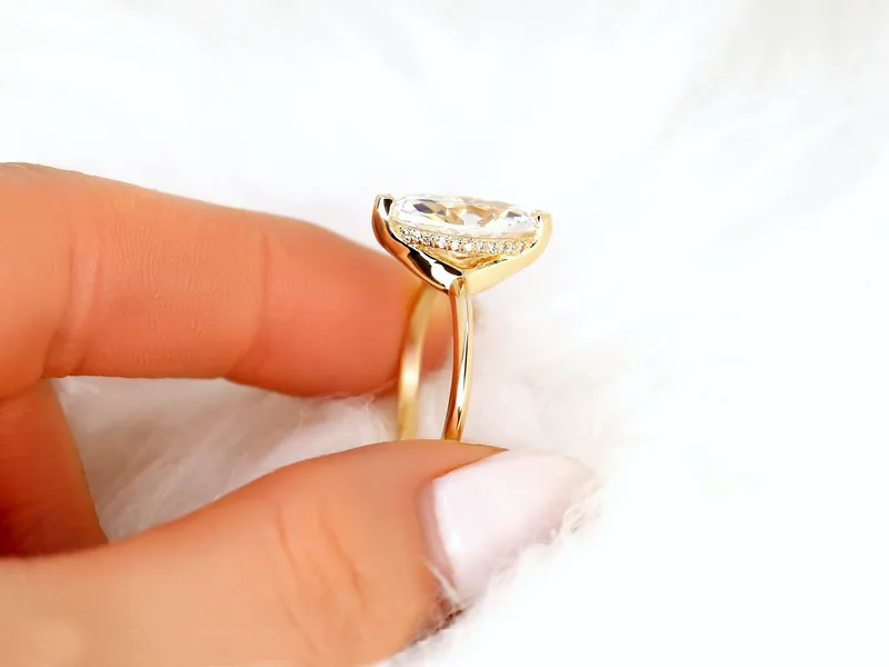 2.80ct Yumiko 14x7mm 14kt Moissanite Marquise Hidden Halo Ring view 2