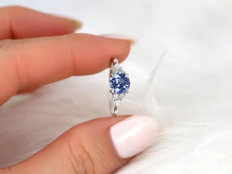 1.54ct Ready to Ship Anastasia 14kt White Gold Cornflower Sapphire Diamond Cluster Ring vy 3