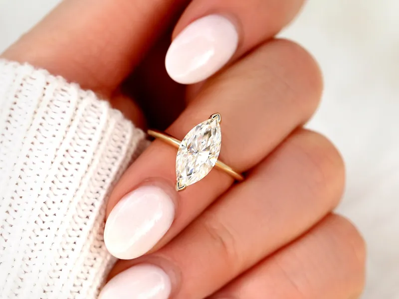 2.80ct Yumiko 14x7mm 14kt Moissanite Marquise Hidden Halo Ring view 3