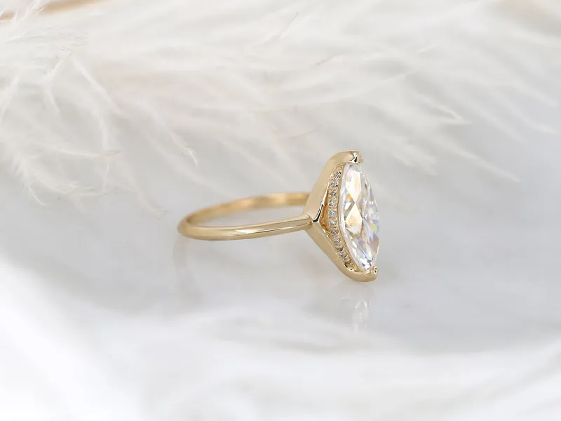 2.80ct Yumiko 14x7mm 14kt Moissanite Marquise Hidden Halo Ring view 7