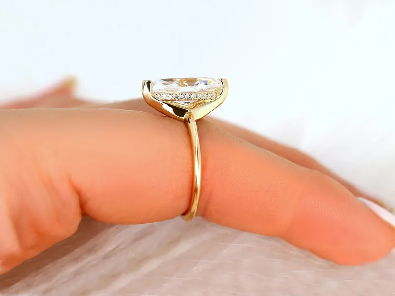 2.80ct Yumiko 14x7mm 14kt Moissanite Marquise Hidden Halo Ring view 4