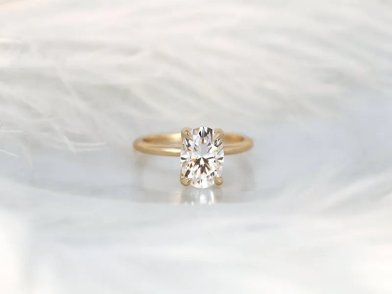2.50ct Phoebe 10x7mm 14kt Moissanite Unique Dainty Oval Solitaire Ring vy 9