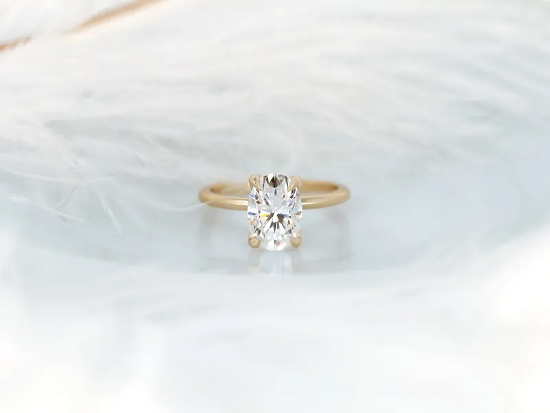 2.50ct Phoebe 10x7mm 14kt Moissanite Unique Dainty Oval Solitaire Ring vy 7