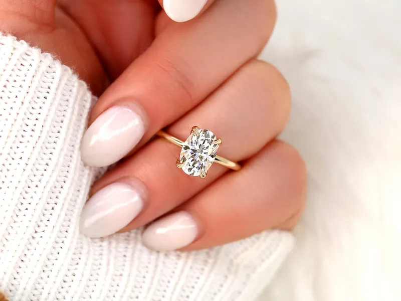 2.50ct Phoebe 10x7mm 14kt Moissanite Unique Dainty Oval Solitaire Ring vy 5