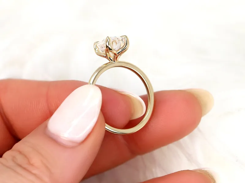 2.50ct Phoebe 10x7mm 14kt Moissanite Unique Dainty Oval Solitaire Ring oval cut engagement ring