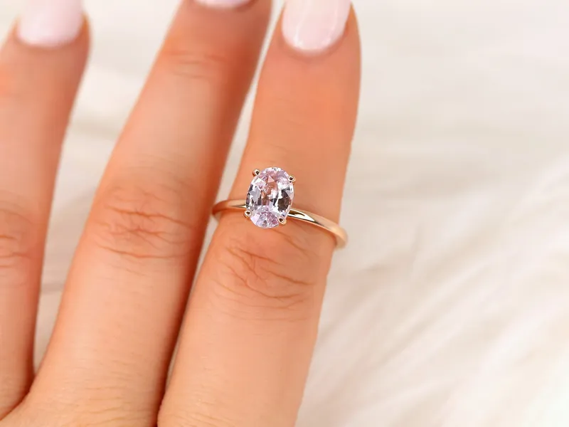 1.84ct Ready to Ship Dakota 14kt Rose Gold Blush Sapphire Oval Solitaire Ring view 3