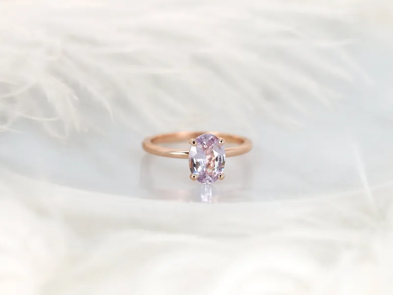 1.84ct Ready to Ship Dakota 14kt Rose Gold Blush Sapphire Oval Solitaire Ring view 5