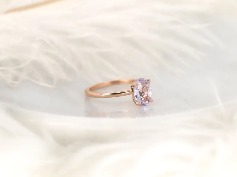 1.84ct Ready to Ship Dakota 14kt Rose Gold Blush Sapphire Oval Solitaire Ring view 6
