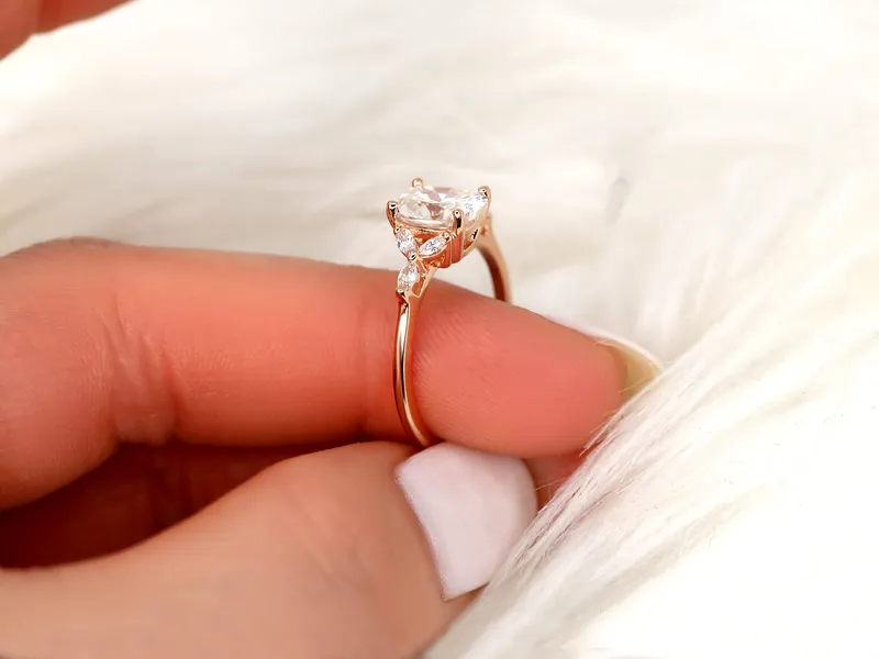 1.50ct Geneva 8x6mm 14kt Moissanite Diamond Cushion Cluster Ring vy 4