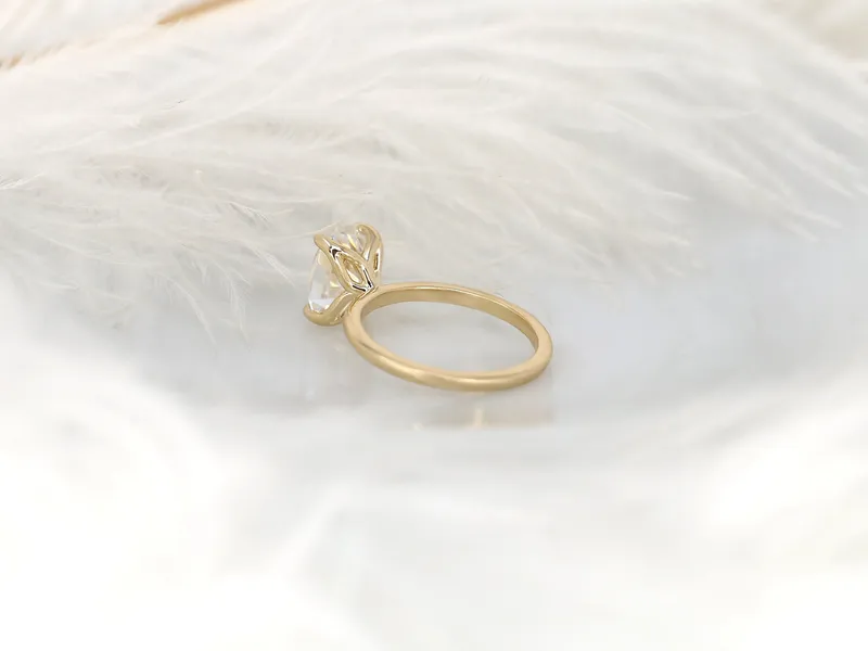 2.50ct Phoebe 10x7mm 14kt Moissanite Unique Dainty Oval Solitaire Ring vy 10
