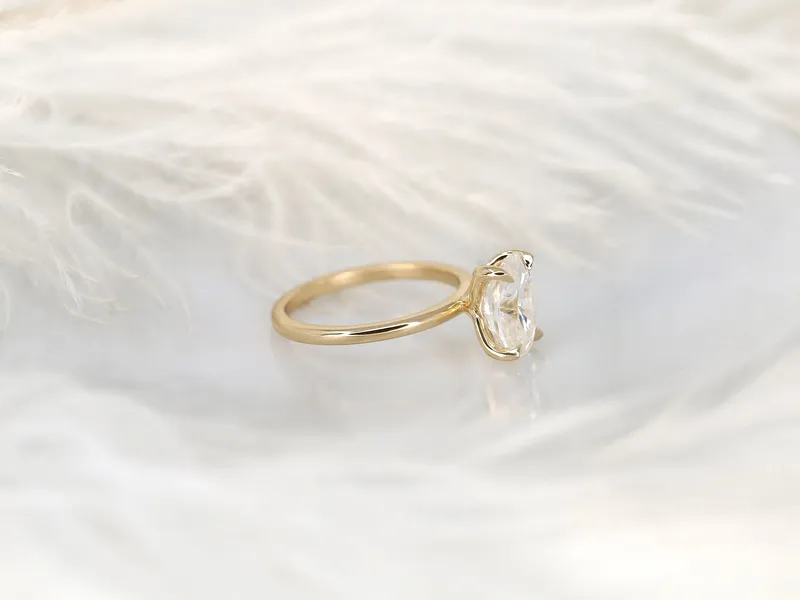 2.50ct Phoebe 10x7mm 14kt Moissanite Unique Dainty Oval Solitaire Ring vy 8