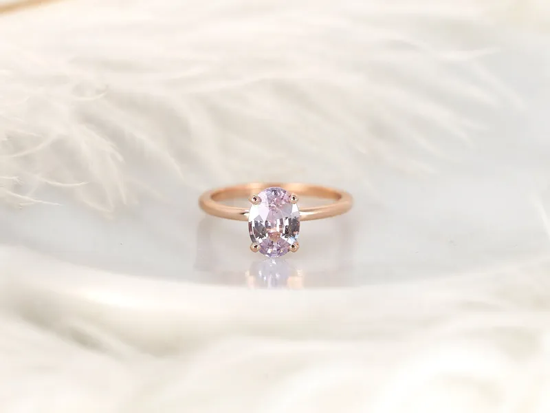 1.84ct Ready to Ship Dakota 14kt Rose Gold Blush Sapphire Oval Solitaire Ring view 7