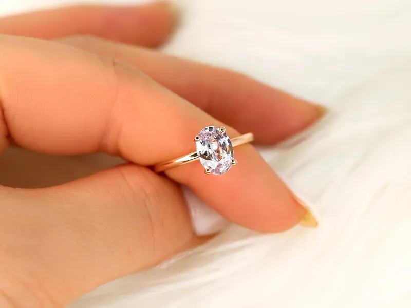 1.84ct Ready to Ship Dakota 14kt Rose Gold Blush Sapphire Oval Solitaire Ring view 4