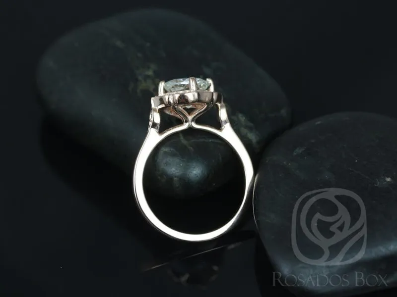 1.70ct Lily 7mm 14kt Rose Gold Moissanite Diamond WITHOUT Milgrain Art Deco Kite Set Cushion Halo Engagement Ring,Unique Ring vy 3