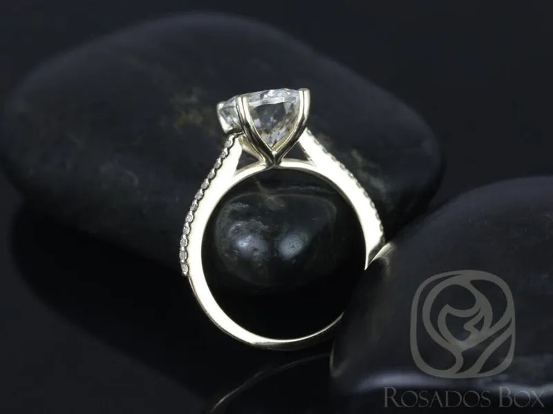 3ct Blake 10x8mm 14kt Gold NEO Moissanite Diamond Cathedral Oval Solitaire Ring vy 5