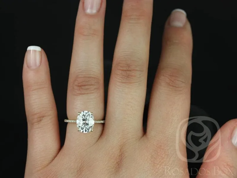 3ct Blake 10x8mm 14kt Gold NEO Moissanite Diamond Cathedral Oval Solitaire Ring vy 7