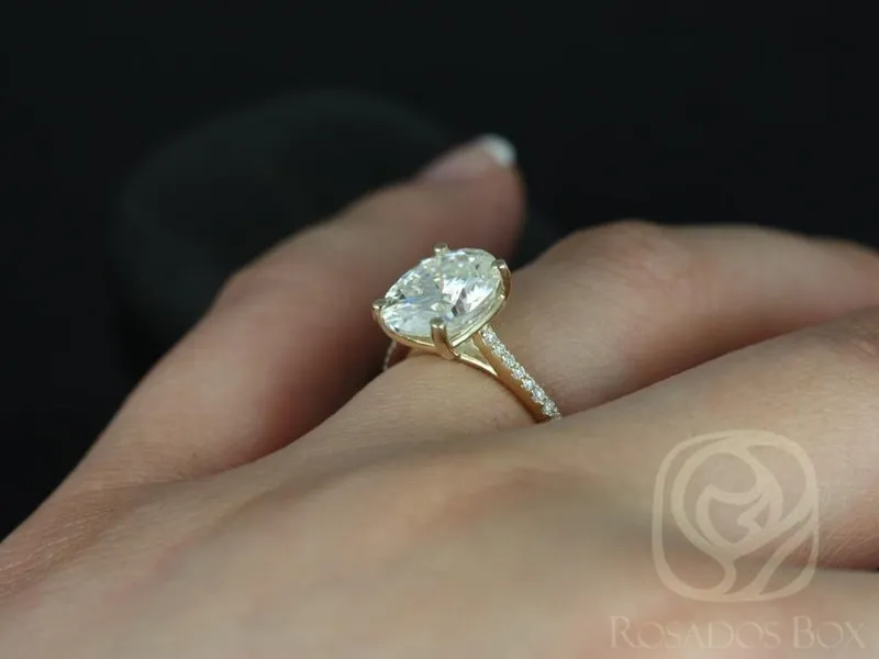 3ct Blake 10x8mm 14kt Gold NEO Moissanite Diamond Cathedral Oval Solitaire Ring vy 8