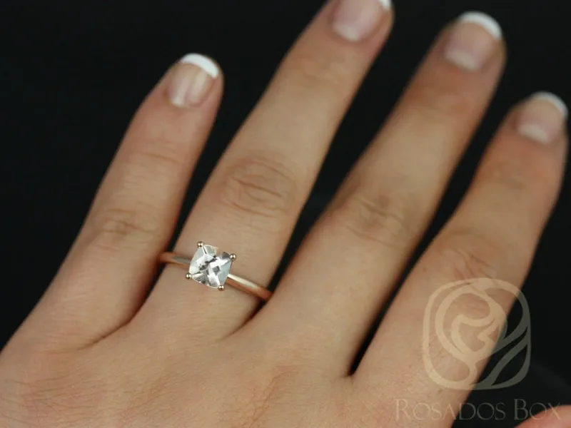 Ready to ship Albina 6mm 14kt Rose Gold Morganite Petite Tulip Cushion Solitaire Engagement Ring vy 4