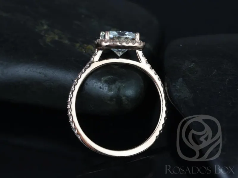 2ct Catalina 7.5mm 14kt Rose Gold Moissanite Diamond Dainty Minimalist Cushion Halo Ring view 7