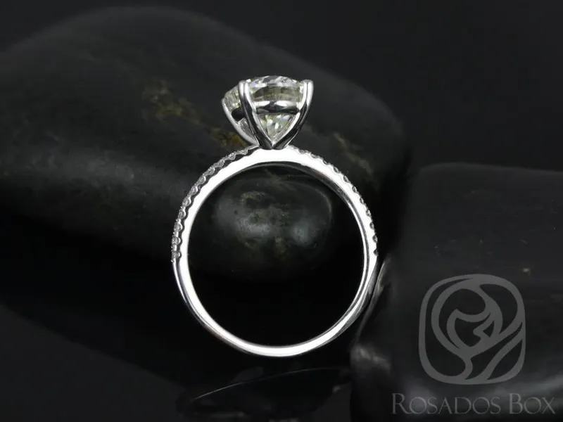 3ct Darcy 10x8mm 14kt Gold NEO Moissanite Diamond Dainty Pave Oval Solitaire Ring vy 7