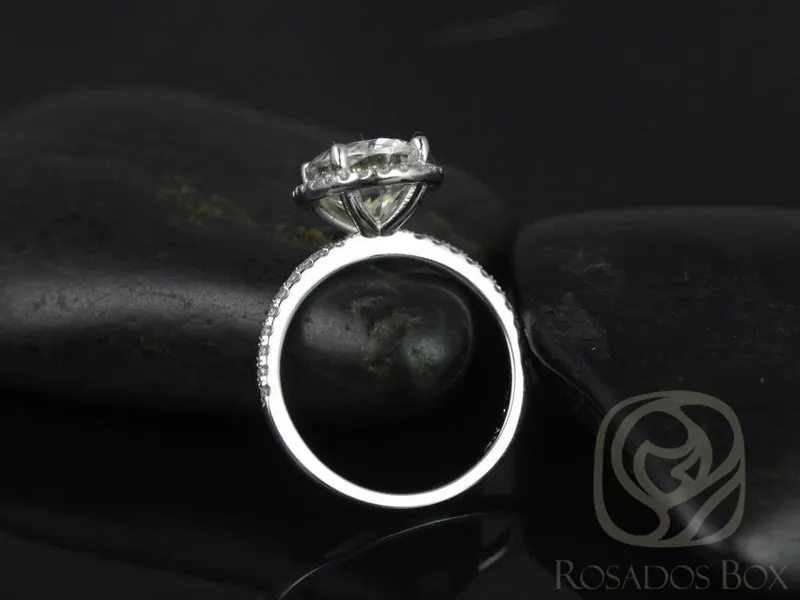 3ct Federella 10x8mm 14kt Moissanite Diamond Dainty Oval Halo Ring view 4