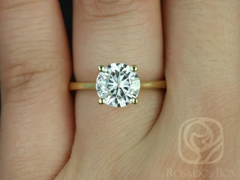 2ct Skinny Flora 8mm 14kt Moissanite Cinched Round Solitaire Ring view 12