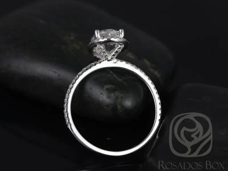 2ct Ready to Ship Jessica 9x7mm 14kt ROSE Gold Moissanite Diamond Dainty Oval Halo Ring view 6