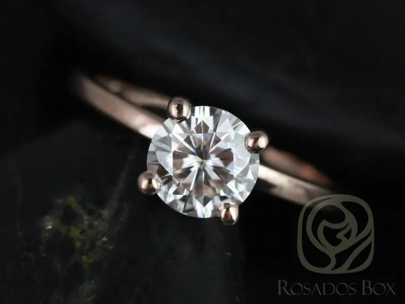 1.20ct Ella 7mm 14kt Gold NEO Moissanite Dainty Round Solitaire Ring view 2