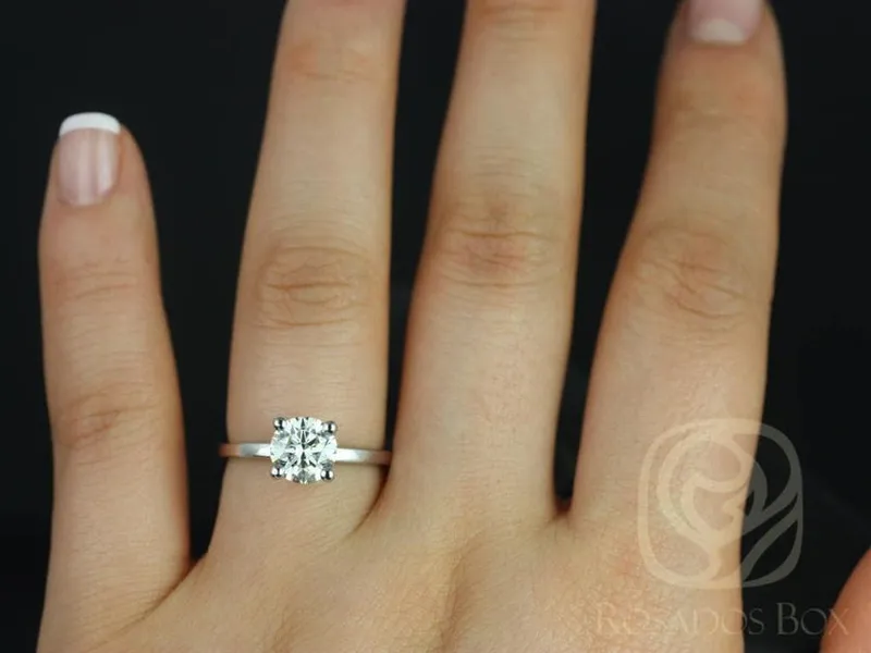 1.20ct Ella 7mm 14kt Gold NEO Moissanite Dainty Round Solitaire Ring view 5