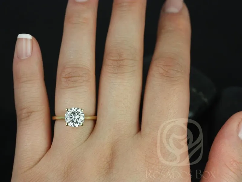 2ct Skinny Flora 8mm 14kt Moissanite Cinched Round Solitaire Ring view 11