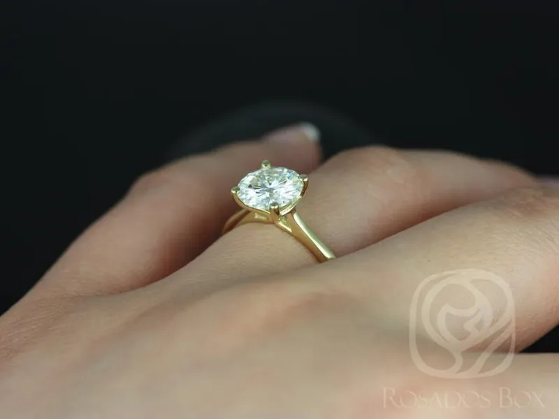 2ct Skinny Flora 8mm 14kt Moissanite Cinched Round Solitaire Ring view 13