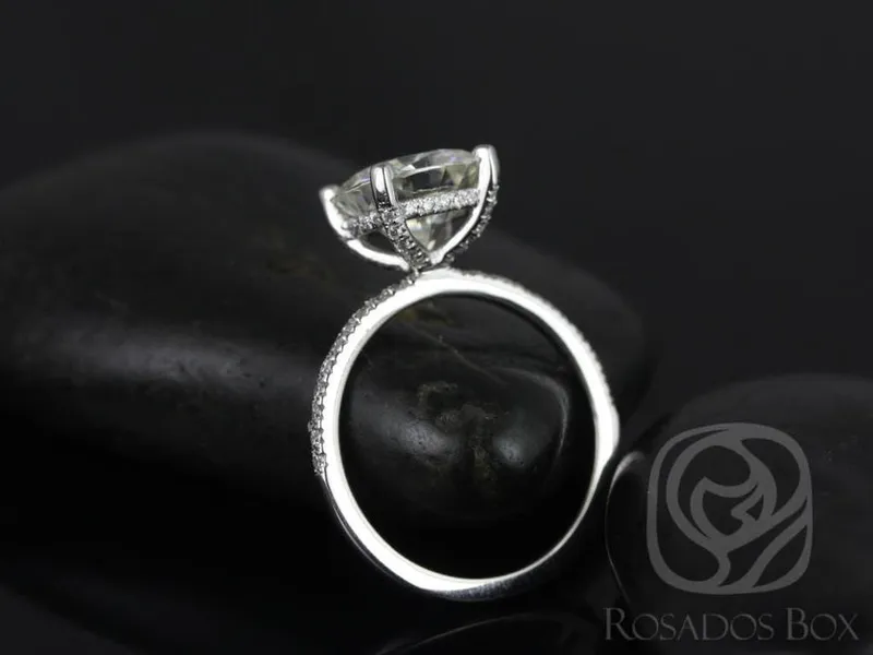 3.30ct Heidi 9mm 14kt White Gold Moissanite Diamond Basket Cushion Solitaire Ring vy 5
