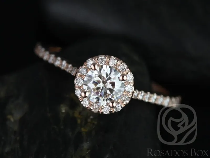 0.50ct Kubian 5mm 14kt Gold Moissanite Diamond Minimalist Round Halo Engagement Ring view 3