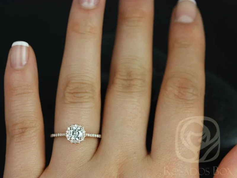 0.50ct Kubian 5mm 14kt Gold Moissanite Diamond Minimalist Round Halo Engagement Ring view 2