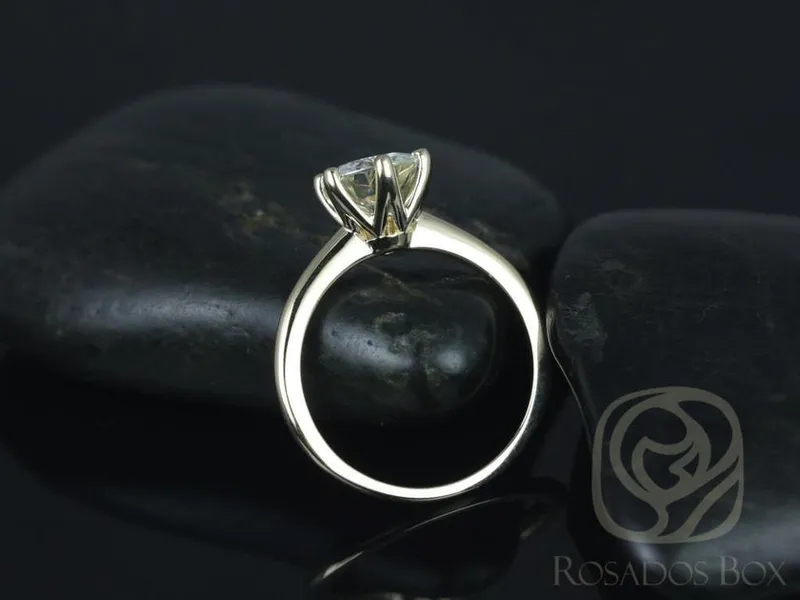 1.50ct Skinny Webster 7.5mm 14kt Gold Moissanite Six Prong Round Solitaire Ring view 4