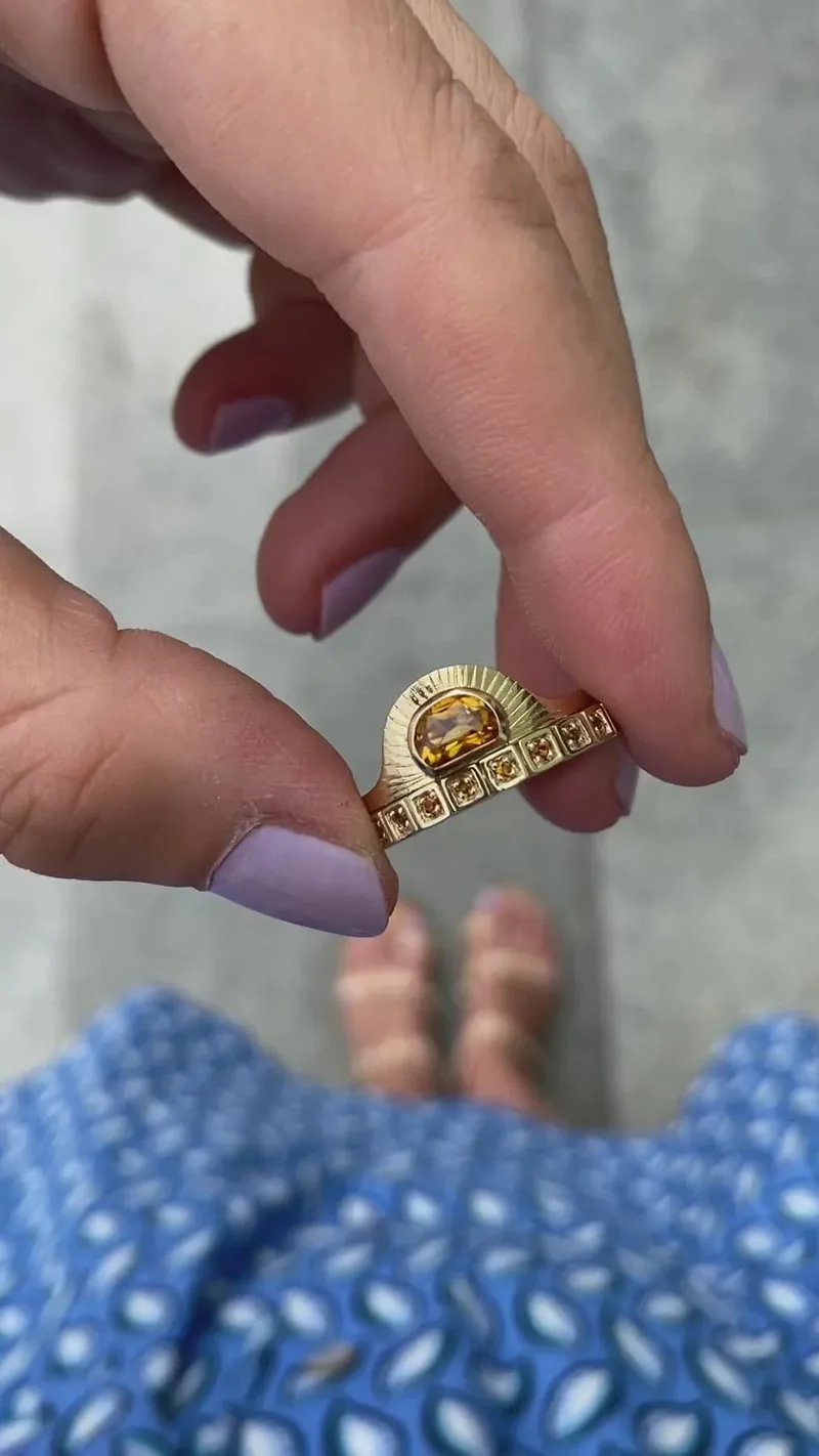 Cyra Sunstone Ring With Matching Bands view 12
