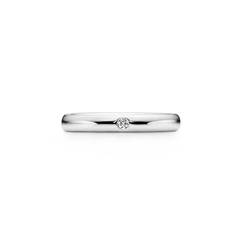 Elsa Peretti® Band ring diamond round cut engagement ring in platinum