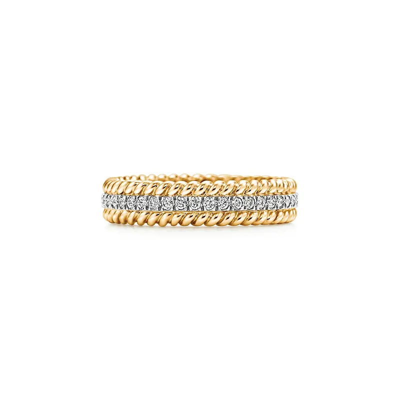 Jean Schlumberger by Tiffany Rope Two-row Ring round cut engagement ring in platinum