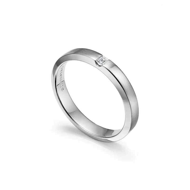The Charles Tiffany Setting Satin Finish Ring in Platinum with a Diamond, 3 mm view 4