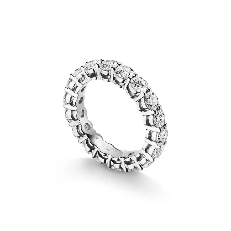 Tiffany Forever Band Ring in Platinum with a Full Circle of Diamonds, 3.7 mm vy 5