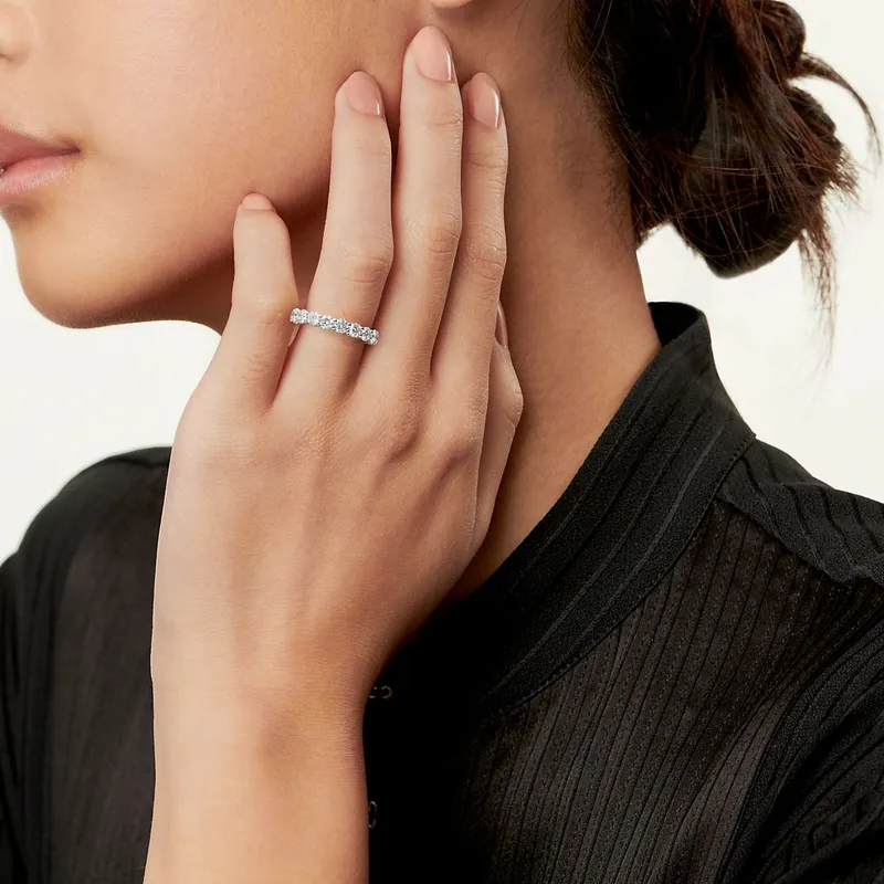 Tiffany Forever Band Ring in Platinum with a Full Circle of Diamonds, 3.7 mm vy 2