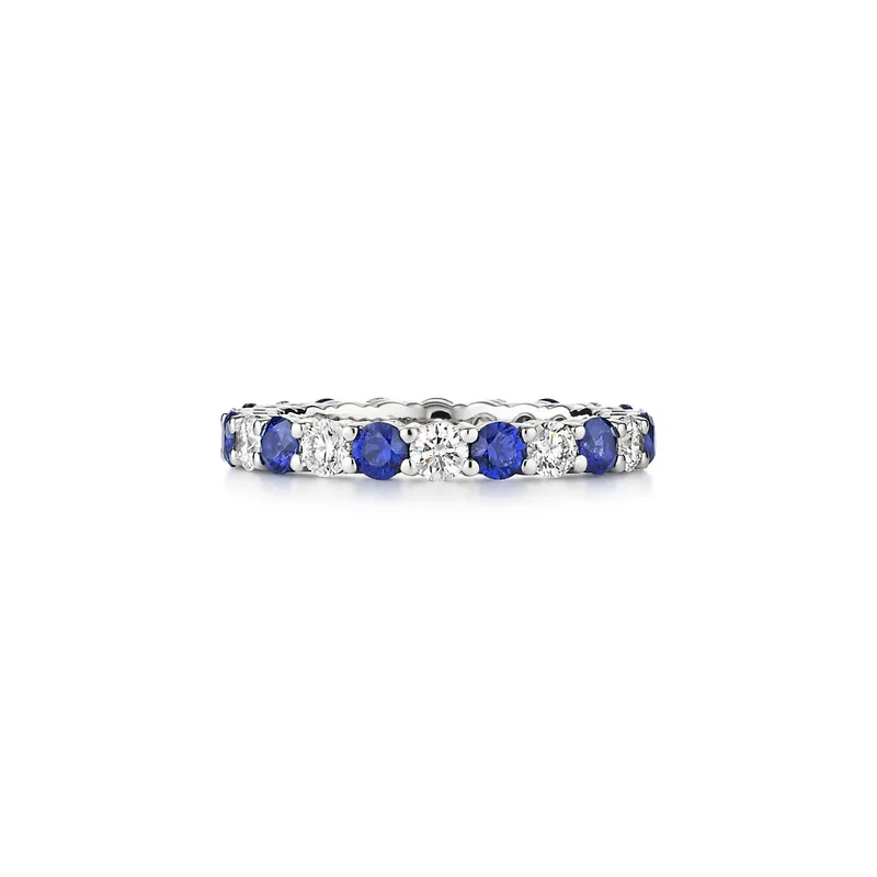 Tiffany Forever Band Ring in Platinum with a Full Circle of Sapphires & Diamonds view 3