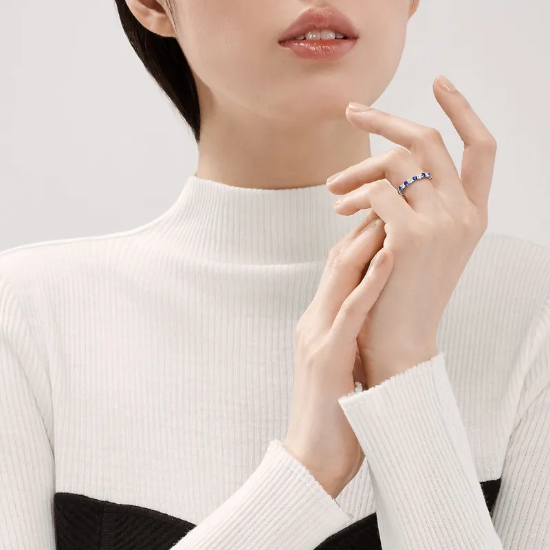 Tiffany Forever Band Ring in Platinum with a Full Circle of Sapphires & Diamonds view 2