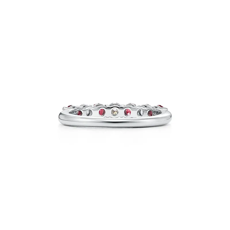 Tiffany Forever Band Ring in Platinum with a Half-circle of Rubies & Diamonds view 4