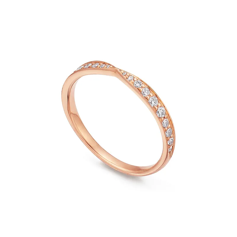 Tiffany Harmony® Band Ring in Rose Gold with Diamonds, 1.8 mm view 5