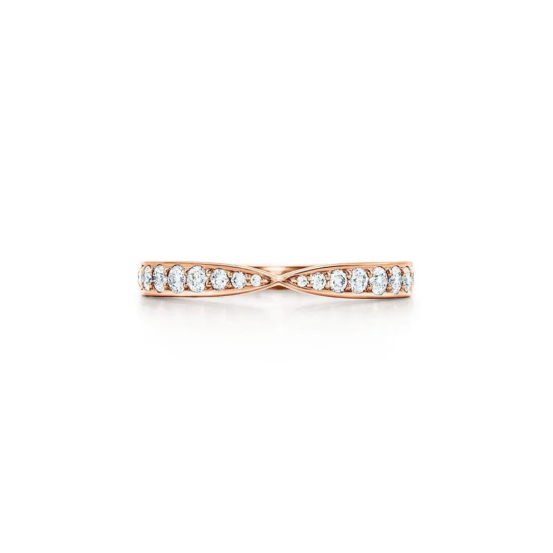 Tiffany Harmony® Band Ring in Rose Gold with Diamonds, 1.8 mm round cut engagement ring
