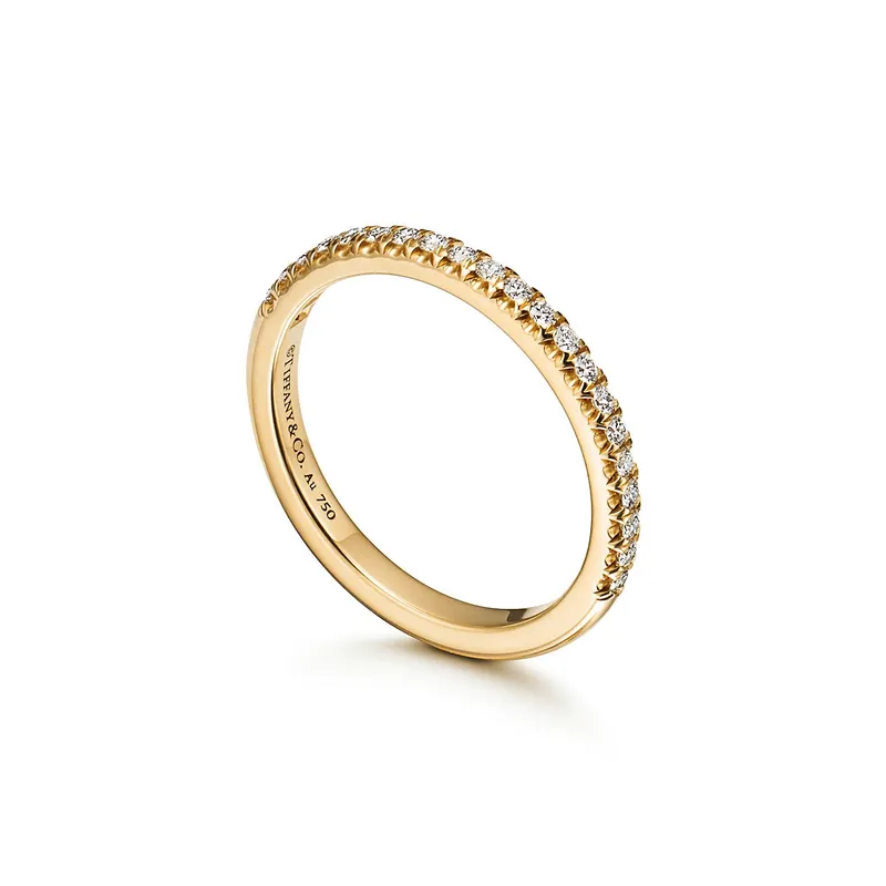 Tiffany Soleste® Half Eternity Ring in Yellow Gold with Diamonds view 5