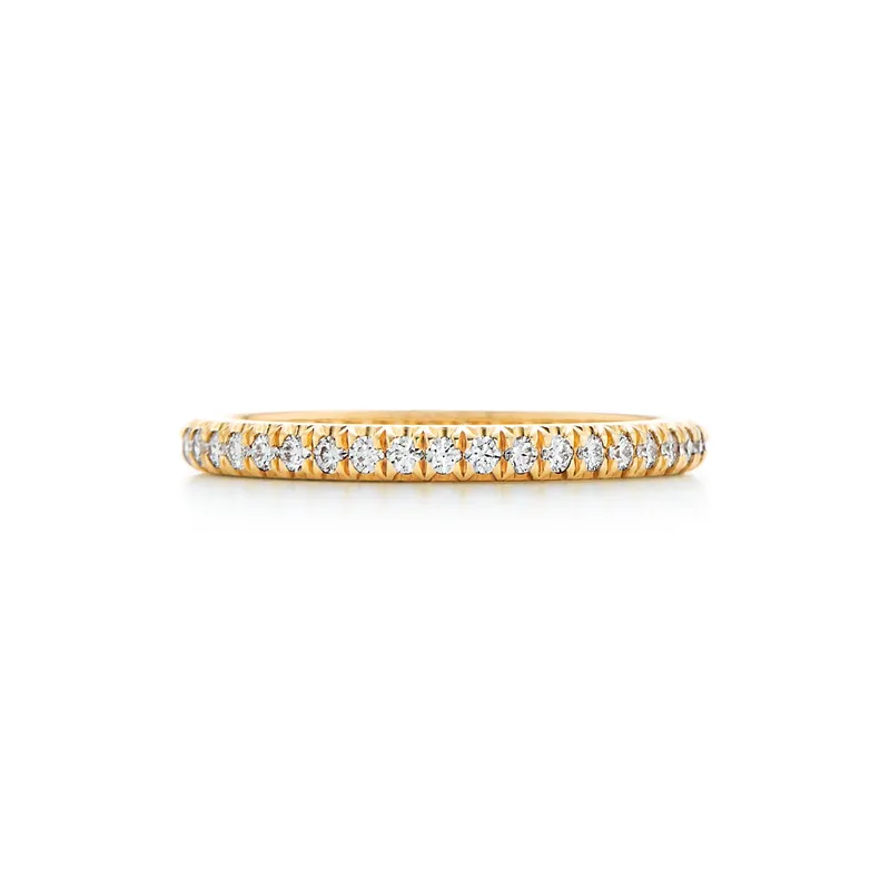 Tiffany Soleste® Half Eternity Ring in Yellow Gold with Diamonds round cut engagement ring